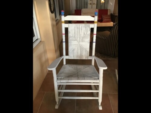 WHITE VINTAGE WICKER ROCKING CHAIRS AND UPHOLSTERED CHA - Villages4sale